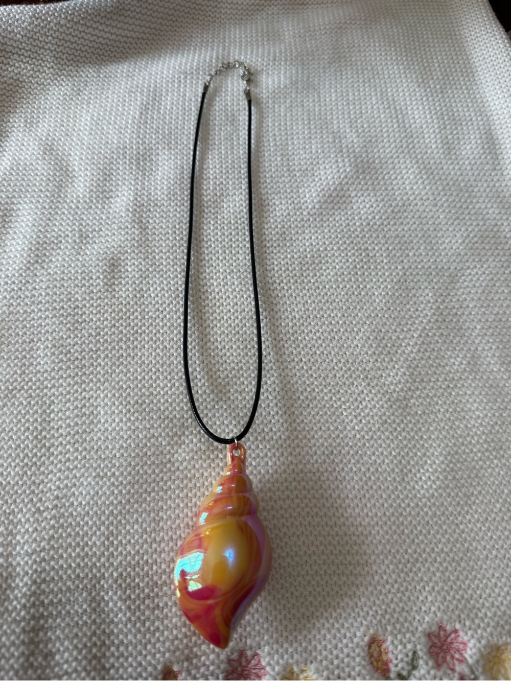Handcrafted Pink & Orange Shell Pendant Necklace